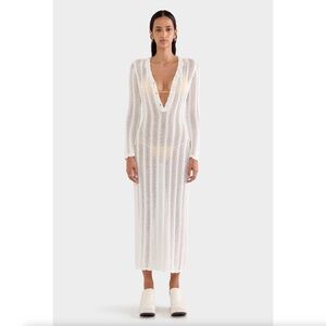 VENROY White Crochet Knit Maxi Dress $398 NWT Small